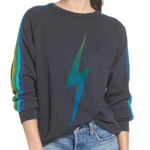 AVIATOR NATION Bolt Fade Sweatshirt In Charcoal/ Green - XS